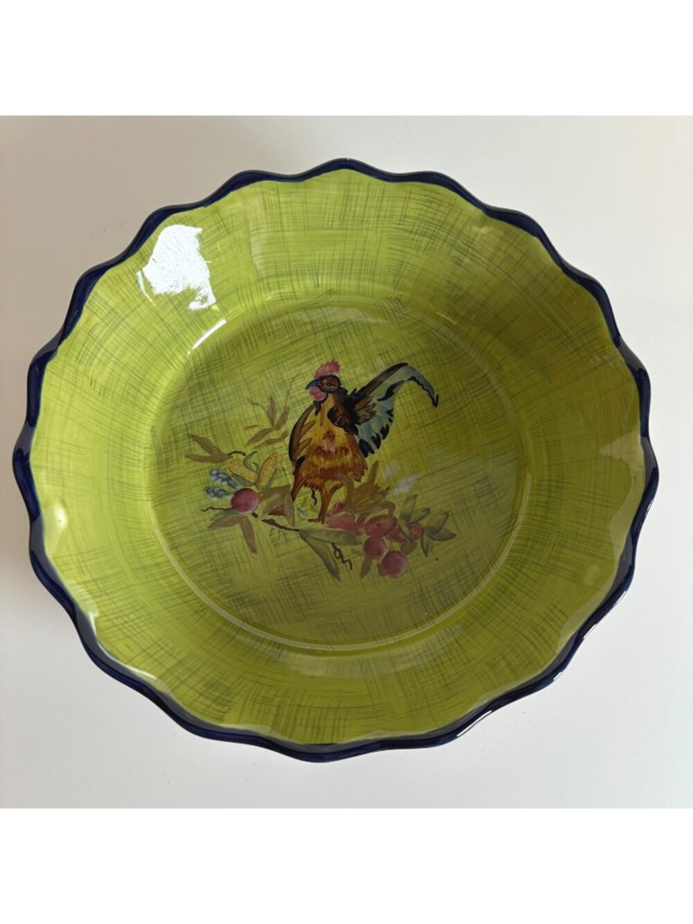 Tracy Porter Stonehouse Farm Collection Scalloped Bowl Painted Hen Chicken 10"